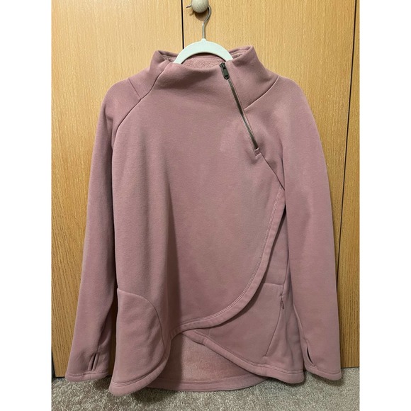 Athleta Cozy Karma Asym Pullover Dusty Rose, size large - Picture 2 of 7